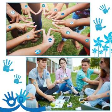 Karenhi 1000 Pcs Child Abuse Awareness Stickers for Kids Roll Shape Blue Ribbon Stickers for Kids Child Abuse Prevention Event Supplies