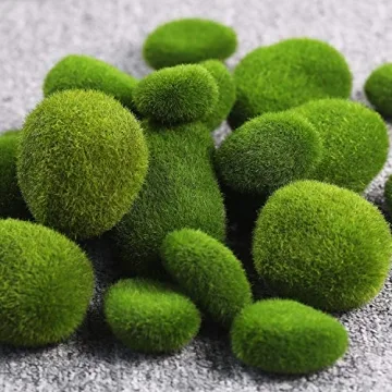 TecUnite 20 Pieces Faux Green Moss Rocks for Decor
