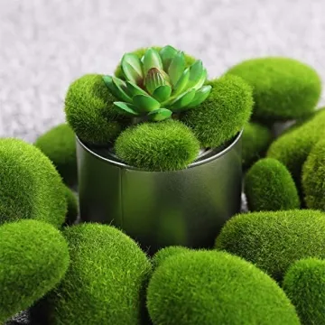 TecUnite 20 Pieces Faux Green Moss Rocks for Decor