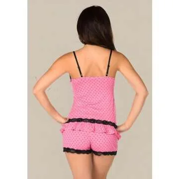 Cute Hot Pink Lacey Pajama Set for Date Nights