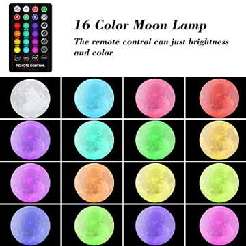 GDPETS Moon Lamp, 16 Colors Moon Night Light with Stand & Remote &Touch Control and USB Rechargeable...