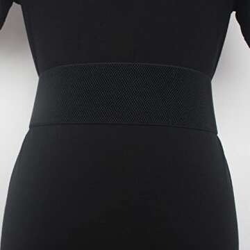 ANNULOYA Bling Bling Rhinestone Women Belt for Dresses Wide Sparkle Elastic Waist Bands Accessory (Free Size, Black)