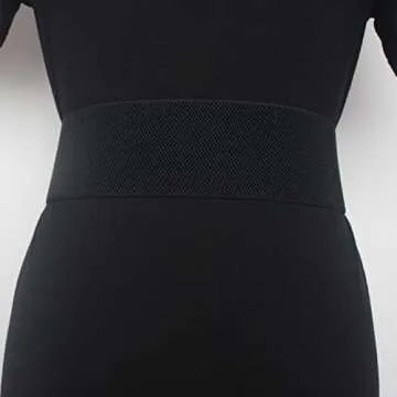 ANNULOYA Bling Bling Rhinestone Women Belt for Dresses Wide Sparkle Elastic Waist Bands Accessory (Free Size, Black)