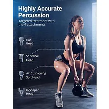 Bitfinic Mini Massage Gun Portable Deep Tissue Percussion Muscle Back Massager for Pain Relief with 4 Massage Heads 4 Speed High-Intensity