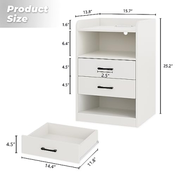 SUPERJARE RGB LED Nightstand with Charging Station