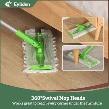 Eyliden Sweeper Mop with 36 Refills for Multi-Surface Cleaning