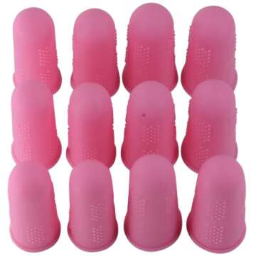 Finger Protectors [Flex Series - 12-Pack] Silicone Non-Stick Finger Covers [Pink - Small (6) / Mediu...