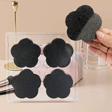50-Count Facial Sponges Compressed Facial Sponges Natural Facial Cleansing Sponges Pads Cute Flower ...