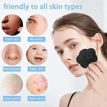 50-Count Facial Sponges Compressed Facial Sponges Natural Facial Cleansing Sponges Pads Cute Flower Shape Exfoliating Sponges for Cleansing Reusable,Best Makeup Gift, Black