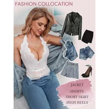 Dlsave Sexy Lingerie for Women,Deep V-Neck Lace Bodysuit Bridal Lingerie Backless One piece Teddy Body Suits Tops Wedding