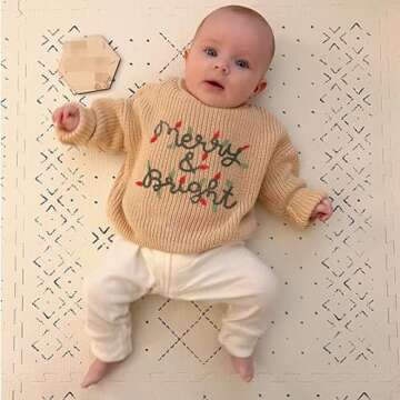 Lnzyyephy Toddler Baby Boy Girl Christmas Sweater Letter Embroidery Pullover Sweatshirt Knitwear Inf...