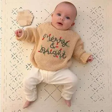 Lnzyyephy Toddler Baby Boy Girl Christmas Sweater Letter Embroidery Pullover Sweatshirt Knitwear Inf...