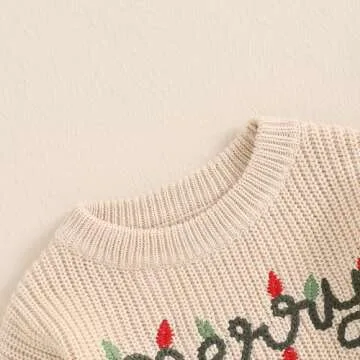Lnzyyephy Toddler Baby Boy Girl Christmas Sweater Letter Embroidery Pullover Sweatshirt Knitwear Infant Fall Winter Clothes (B-Ivory, 18-24 Months)