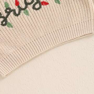 Lnzyyephy Toddler Baby Boy Girl Christmas Sweater Letter Embroidery Pullover Sweatshirt Knitwear Infant Fall Winter Clothes (B-Ivory, 18-24 Months)