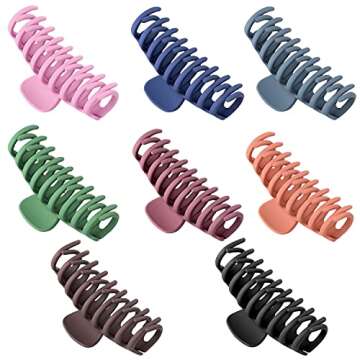 8 Color Large Matte Hair Claw Clips - 4.3 Inch Nonslip Big Nonslip hair clamps,Perfect Jaw hair clamps for Women and Thinner hair styling