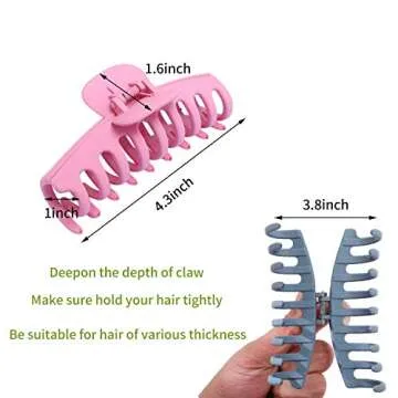 8 Color Large Matte Hair Claw Clips for All Hair Types