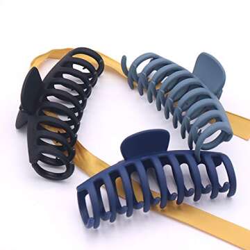 8 Color Large Matte Hair Claw Clips - 4.3 Inch Nonslip Big Nonslip hair clamps,Perfect Jaw hair clamps for Women and Thinner hair styling