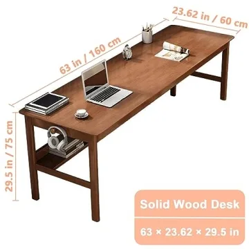 Ytaoka Solid Wood Desk - 63" Elegant Writing Station