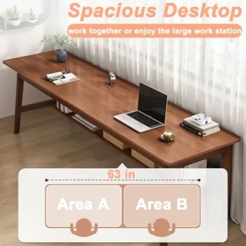 Ytaoka Solid Wood Desk - 63" Elegant Writing Station