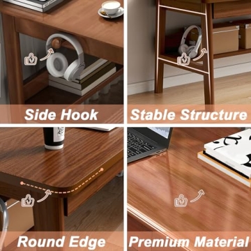 Ytaoka Solid Wood Desk - 63" Elegant Writing Station