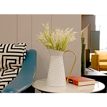 Elegant White Metal Decorative Flower Vase,Farmhouse Galvanized Pitcher,Rustic Milk Jug for Home Decor…