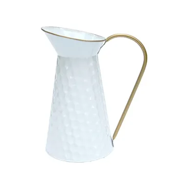 Elegant White Metal Decorative Flower Vase,Farmhouse Galvanized Pitcher,Rustic Milk Jug for Home Decor…
