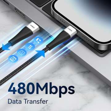 Extra Long USB C to USB C Cable 15FT 100W, USB C Charger Cable Fast Charging Cord Braided, Type C Cable for iPhone 16 15/15Plus/15Pro/Max, MacBook Pro/Air, iPad Pro/Air/Mini,Samsung,Pixel,Laptop