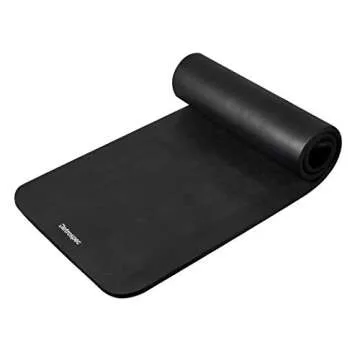 Retrospec Solana Yoga Mat 1" Thick w/Nylon Strap for Men & Women - Non Slip Excercise Mat for Yoga, Black, 1 inch (3393)