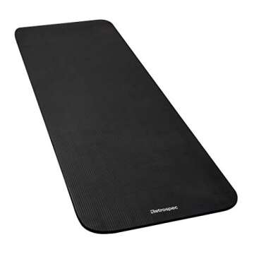 Retrospec Solana Yoga Mat 1" Thick w/Nylon Strap for Men & Women - Non Slip Excercise Mat for Yoga, Black, 1 inch (3393)