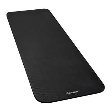 Retrospec Solana Yoga Mat 1" Thick w/Nylon Strap for Men & Women - Non Slip Excercise Mat for Yoga, Black, 1 inch (3393)