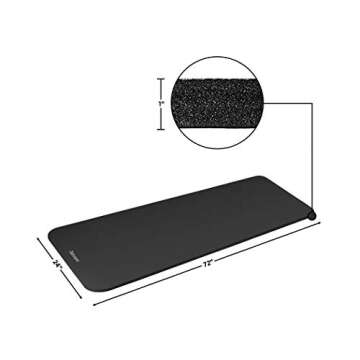 Retrospec Solana Yoga Mat 1" Thick w/Nylon Strap for Men & Women - Non Slip Excercise Mat for Yoga, Black, 1 inch (3393)