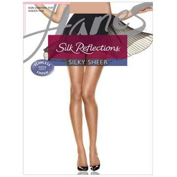 Hanes Silk Reflections Non Control Sheer Toe Silky Sheer Pantyhose, Jet, Size AB (Pack of 1)