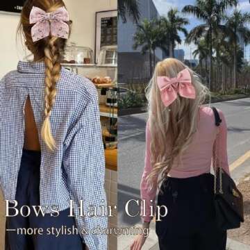 Drnytunk Bow Hair Clips for Women Girls Satin Hair Ribbon Clips Bowknot Barrettes,3PCS Tassel Hair Bowknot Clips Printed Bow Hair Clips Long-tail Hair Bows Cute Hair Accessories,Pink