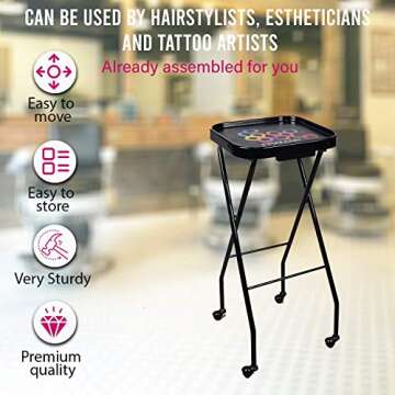 Framar Premium Salon Folding Trolley - Salon Trolley, Salon Tray, Salon Cart Folds up for Easy Storage