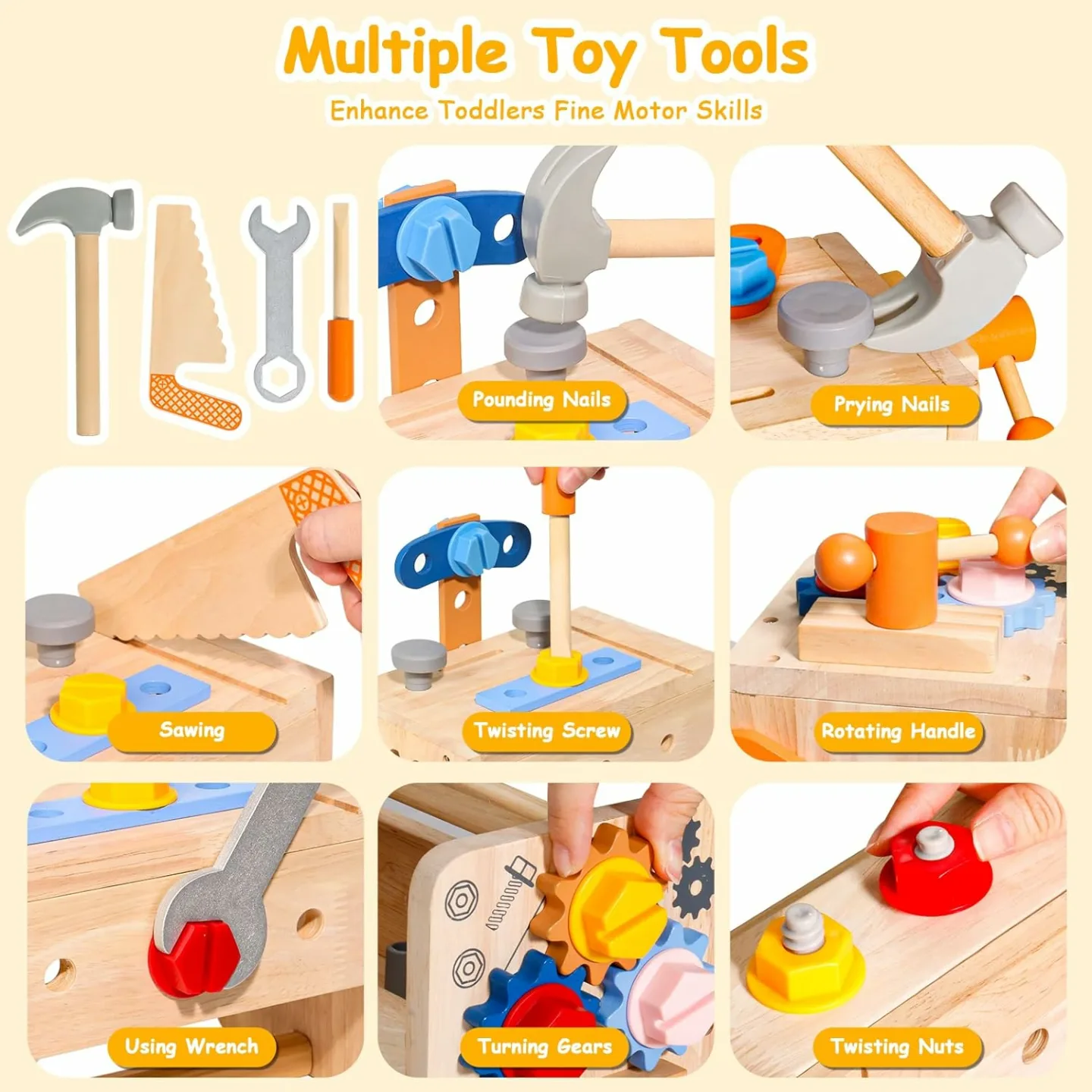 TONZE Kids Tool Set - 39-Piece STEM Construction Toys