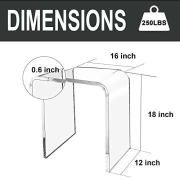 NEJHC Acrylic Side Table Set of 2, 18" H x 16" W x 12" D x 3/5'' Thick Clear Small End Table, Transparent Nightstand and Stool for Home Office, Living Room and Bedroom