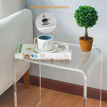 NEJHC Acrylic Side Table Set of 2, 18" H x 16" W x 12" D x 3/5'' Thick Clear Small End Table, Transparent Nightstand and Stool for Home Office, Living Room and Bedroom