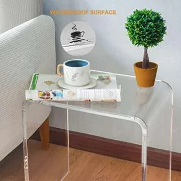 NEJHC Acrylic Side Table Set of 2, 18" H x 16" W x 12" D x 3/5'' Thick Clear Small End Table, Transparent Nightstand and Stool for Home Office, Living Room and Bedroom