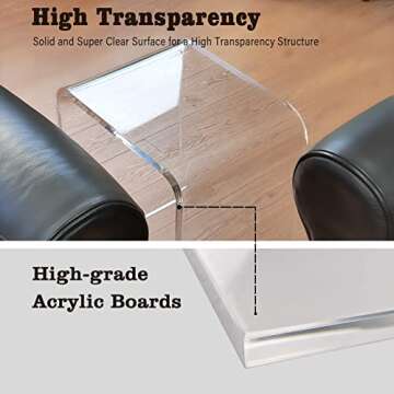 NEJHC Acrylic Side Table Set of 2, 18" H x 16" W x 12" D x 3/5'' Thick Clear Small End Table, Transparent Nightstand and Stool for Home Office, Living Room and Bedroom