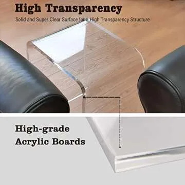 NEJHC Acrylic Side Table Set of 2, 18" H x 16" W x 12" D x 3/5'' Thick Clear Small End Table, Transparent Nightstand and Stool for Home Office, Living Room and Bedroom