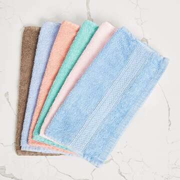 Luxurious Washcloths – Set of 12 – Size 13” x 13” – Thick Loop Pile Washcloth – Absorben...