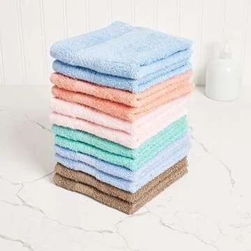 Luxurious Washcloths Set of 12 - Plush & Soft Cotton Wash Cloths