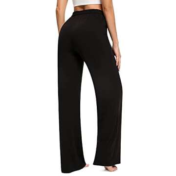 OLIKEME Wide Leg Sweatpants with Pockets for Women Comfy Lounge Pants Stretchy Lightweight Athletic Pants (Black-M)