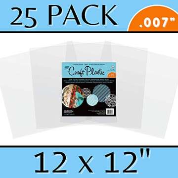 Grafix Ultra Clear .007 Plastic, Durable and Archival Film, Perfect for DIY Crafts, Stencils, Journals, Cards, 3D Embellishments, and More, 12" x 12", 25 Pack