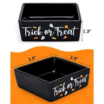Halloween Candy Dish Set of 2 Mini Ceramic Bowl for Tiered Tray Decor Ghost Party Decoration Candy H...