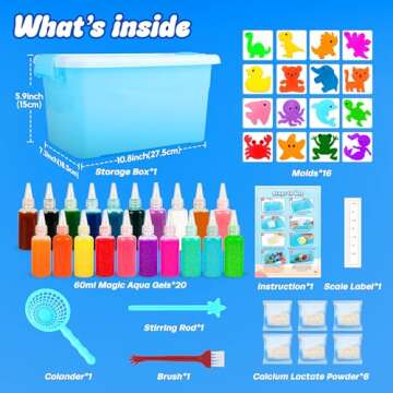 Mocoosy 20 Colors Magic Water Gel Kit for Kids, Aqua Fairy Water Elf Toy Kit with 20 Magic Gels & 16...
