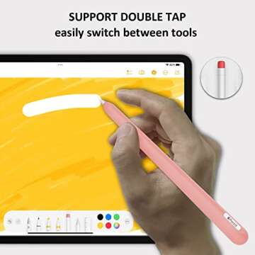 DAUROTA Slim Soft Silicone Pencil Case Sleeve Compatible with Apple Pencil Pro & Apple Pencil 2nd Generation, Non-Slip Pencil Grip Holder for iPad Apple Pencil (Pink)