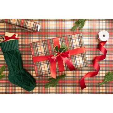 Elegant Caspari Dress Stewart Tartan Wrapping Paper