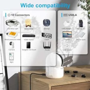 IBERLS USB to DC 5V Power Cable: Universal Charging Cord with 10 Connectors
