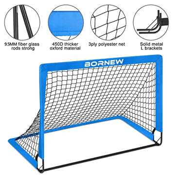 Kids Soccer Goal Set for Ages 3-16 - Training Equipment